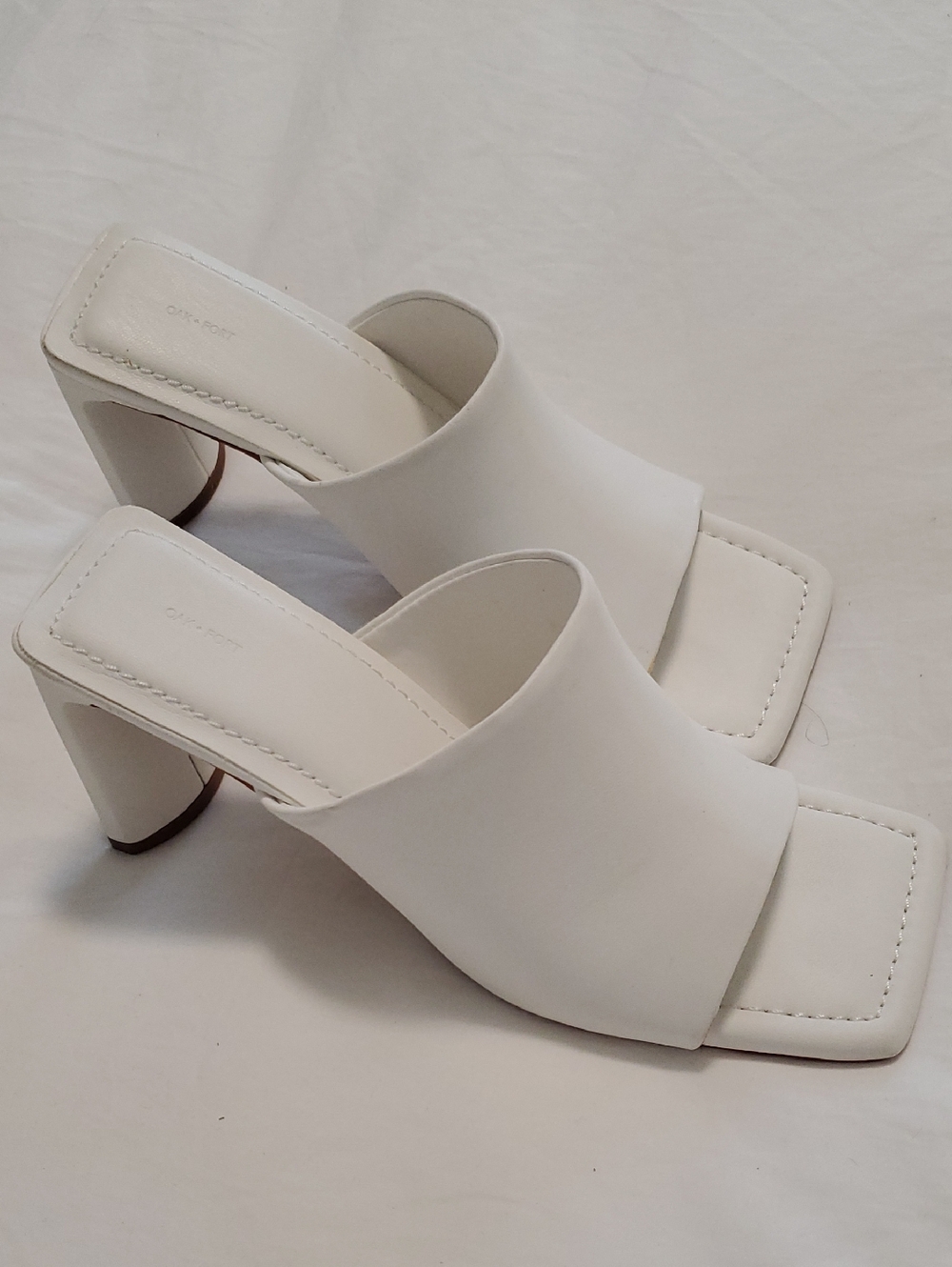 Oak & Fort White Women's Slide Mules - Minimal Block Heel